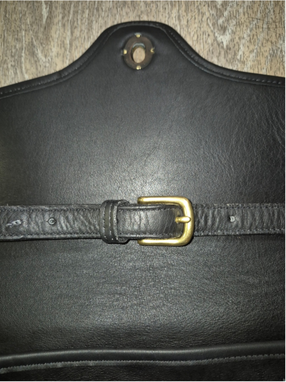 Women's Vtg Coach Leather Crossbody Bag One Size Black Gold - Picture 8 of 13